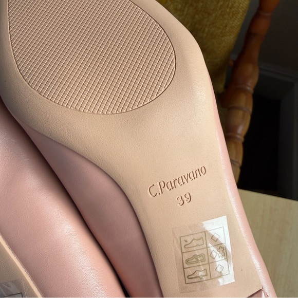 C.Paravano Pink Blush Metal Tie Buckle Kitten Heels Designer Olivia NEW 8.5 Pump - Picture 6 of 12
